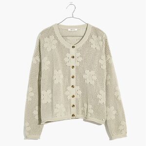 Madewell Floral Open-Stitch Cardigan Sweater in Ashen Sage- Sz Small